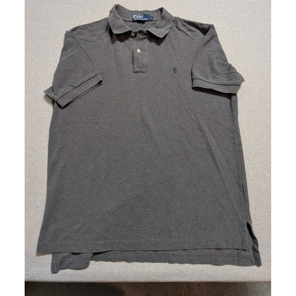Polo Ralph Lauren Men's Polo Shirt Dark Gray Large L Pique Knit Cotton Pony